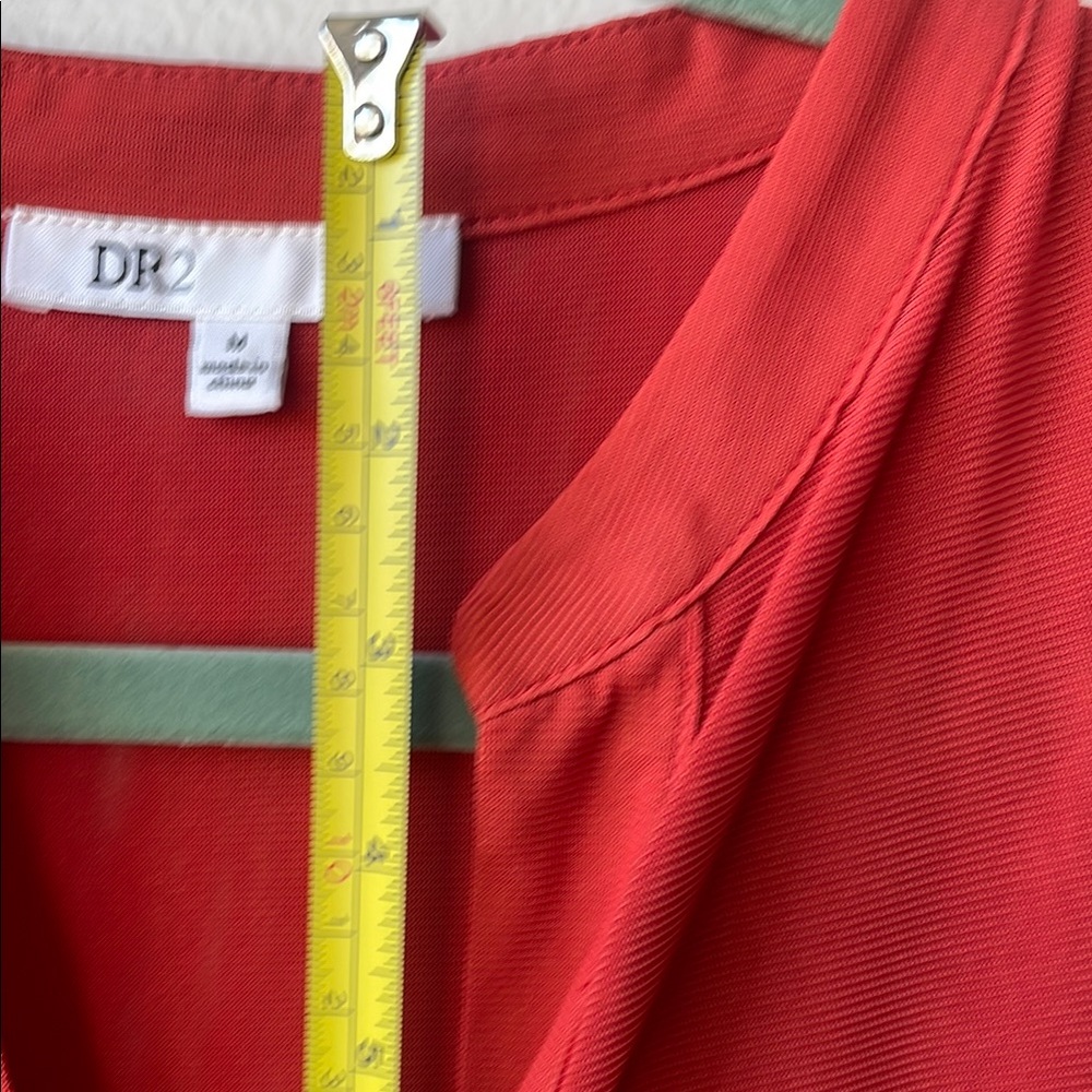 DR2 Ruched Mesh Button Front Shirt Burnt Orange Size M - Picture 7 of 10